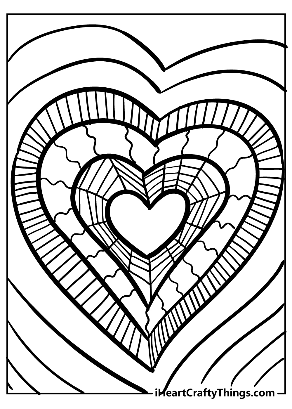  heart coloring original sheet for children free download