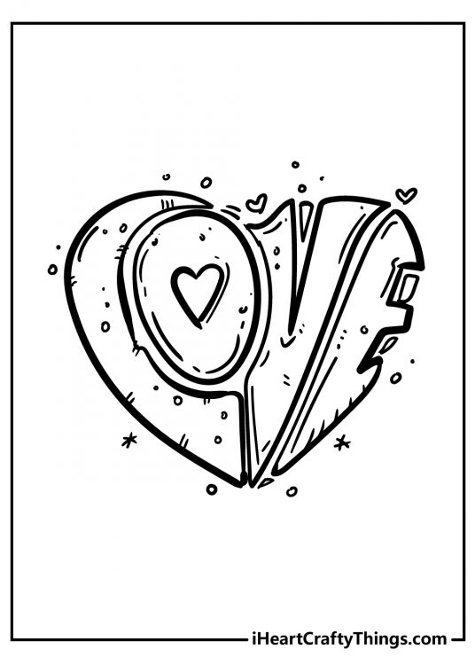 Printable poster featuring word LOVE squeezed together to make up the image of a heart