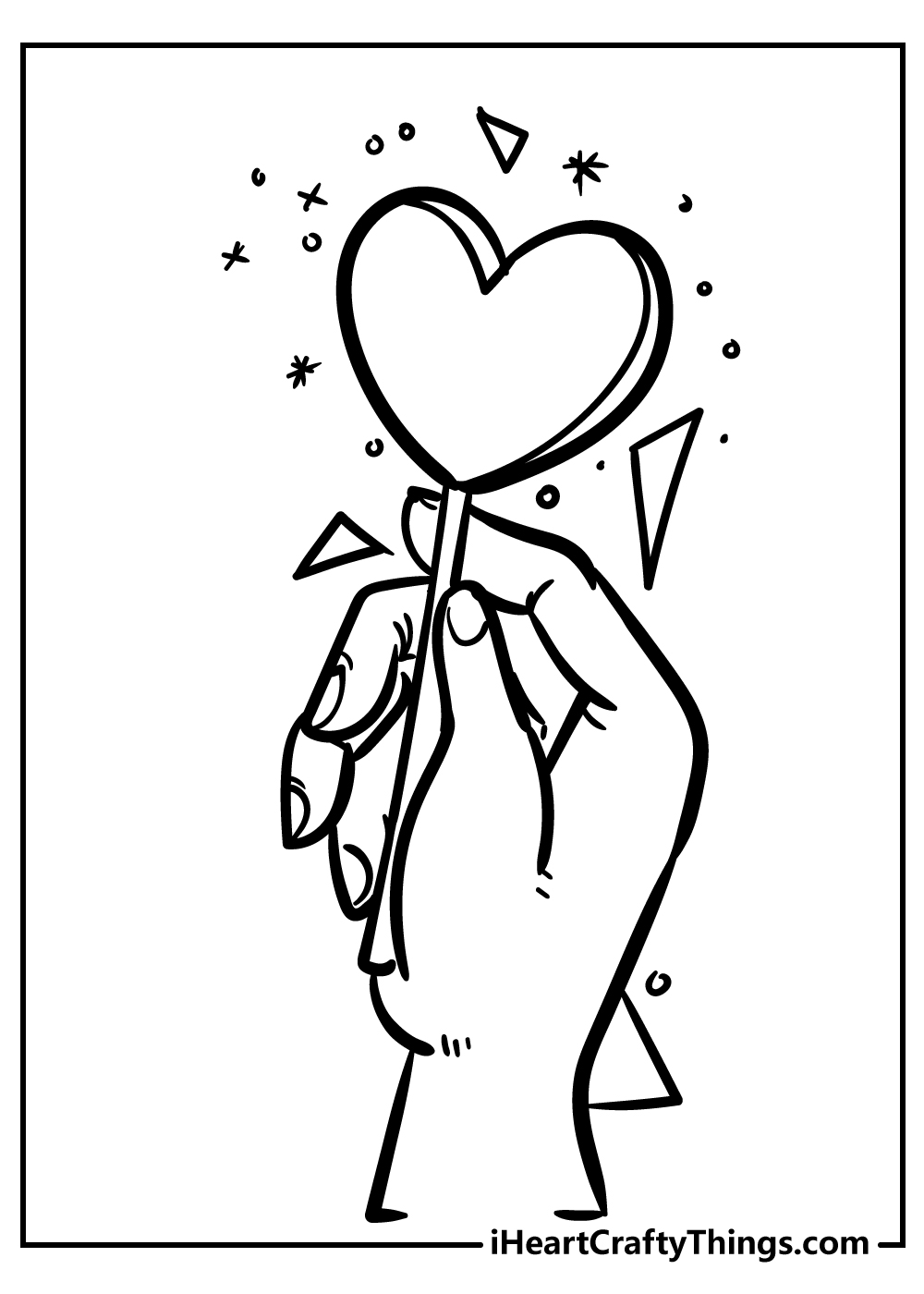 Heart shaped popsicle coloring page