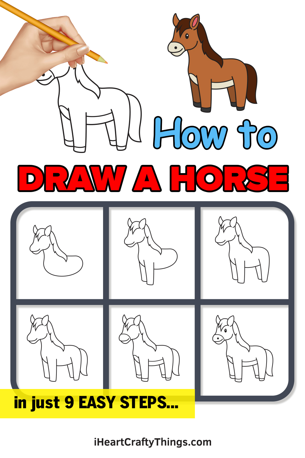 how to draw a horse in 9 easy steps