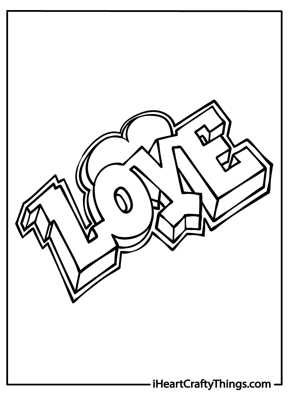 black-and-white I Love You coloring pages