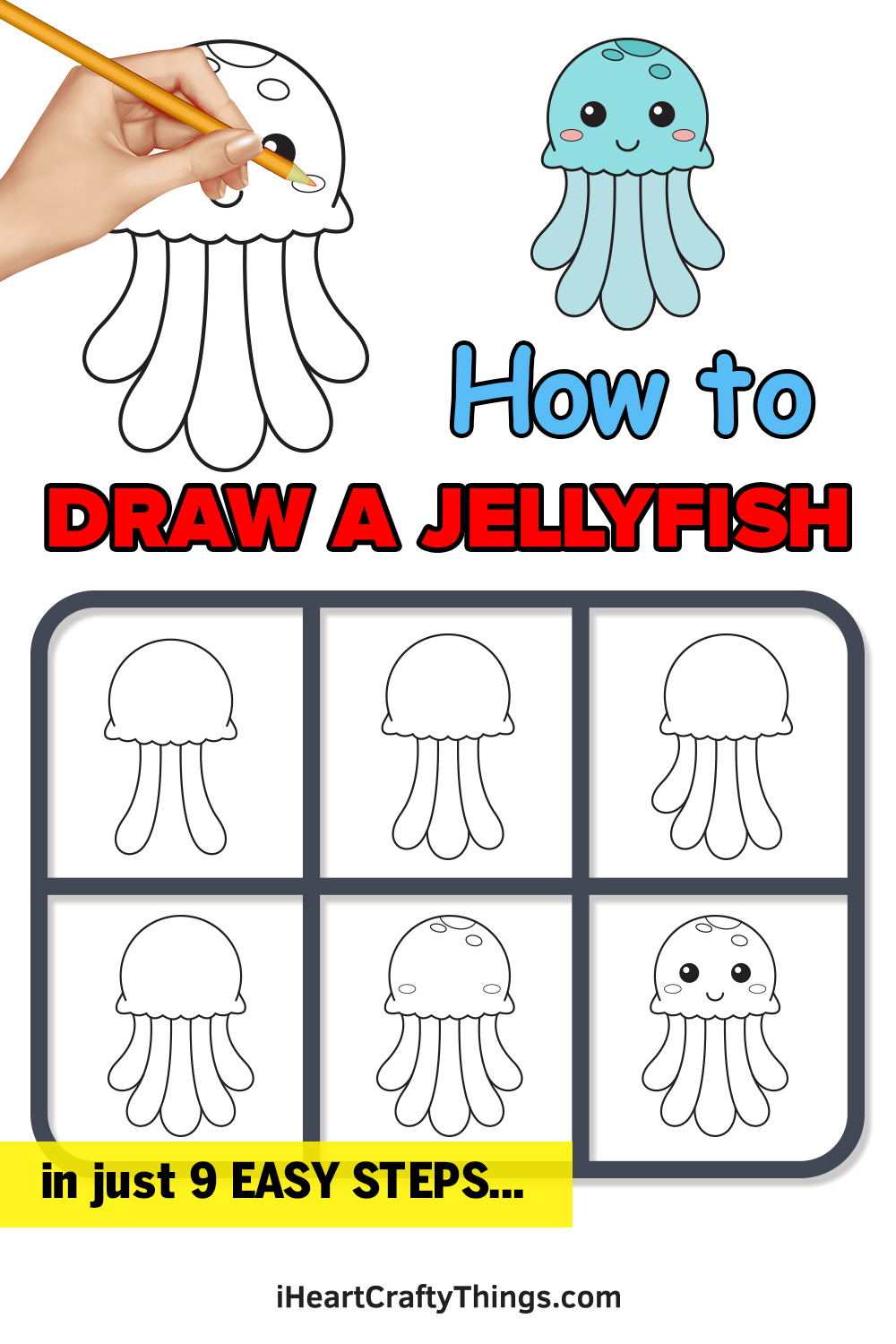 Flow Drawing for Kids: How to Draw a Jellyfish - Arty Crafty Kids