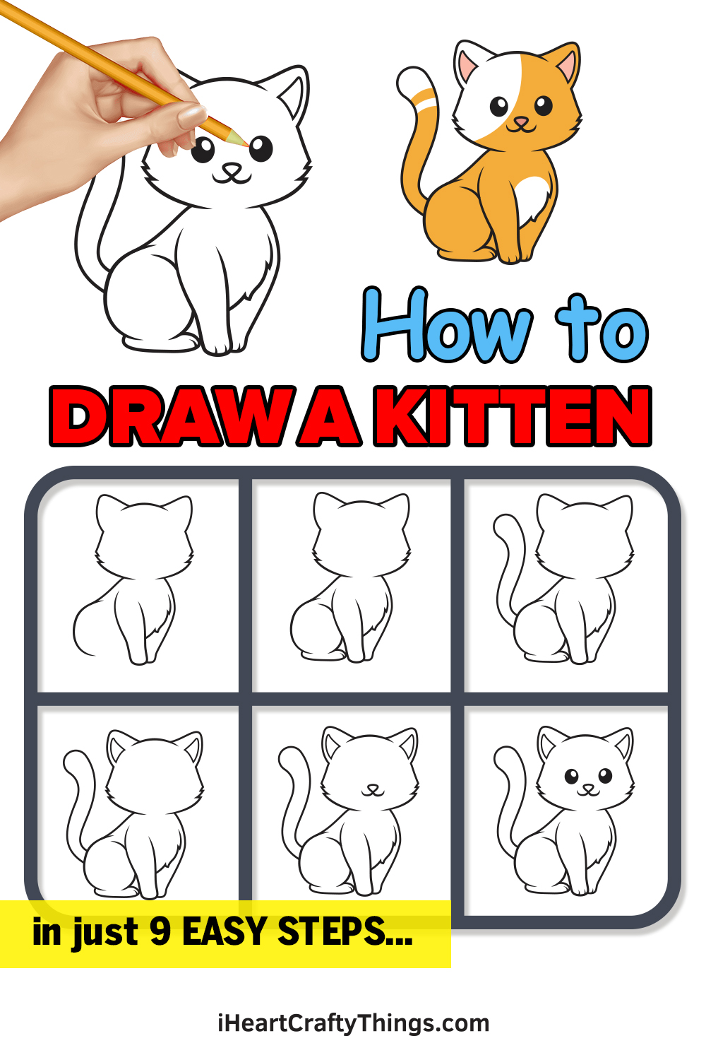 how to draw a kitten step by step for kids