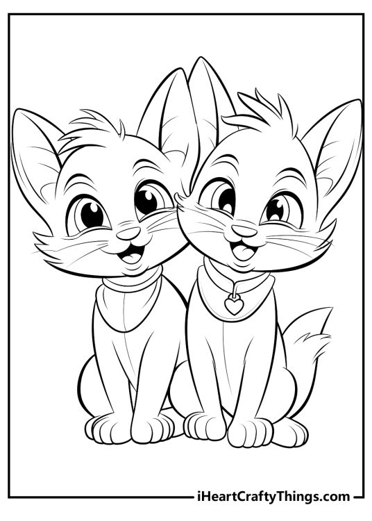 Kitten-themed poster presenting two adorable smiling kittens sitting side-by-side