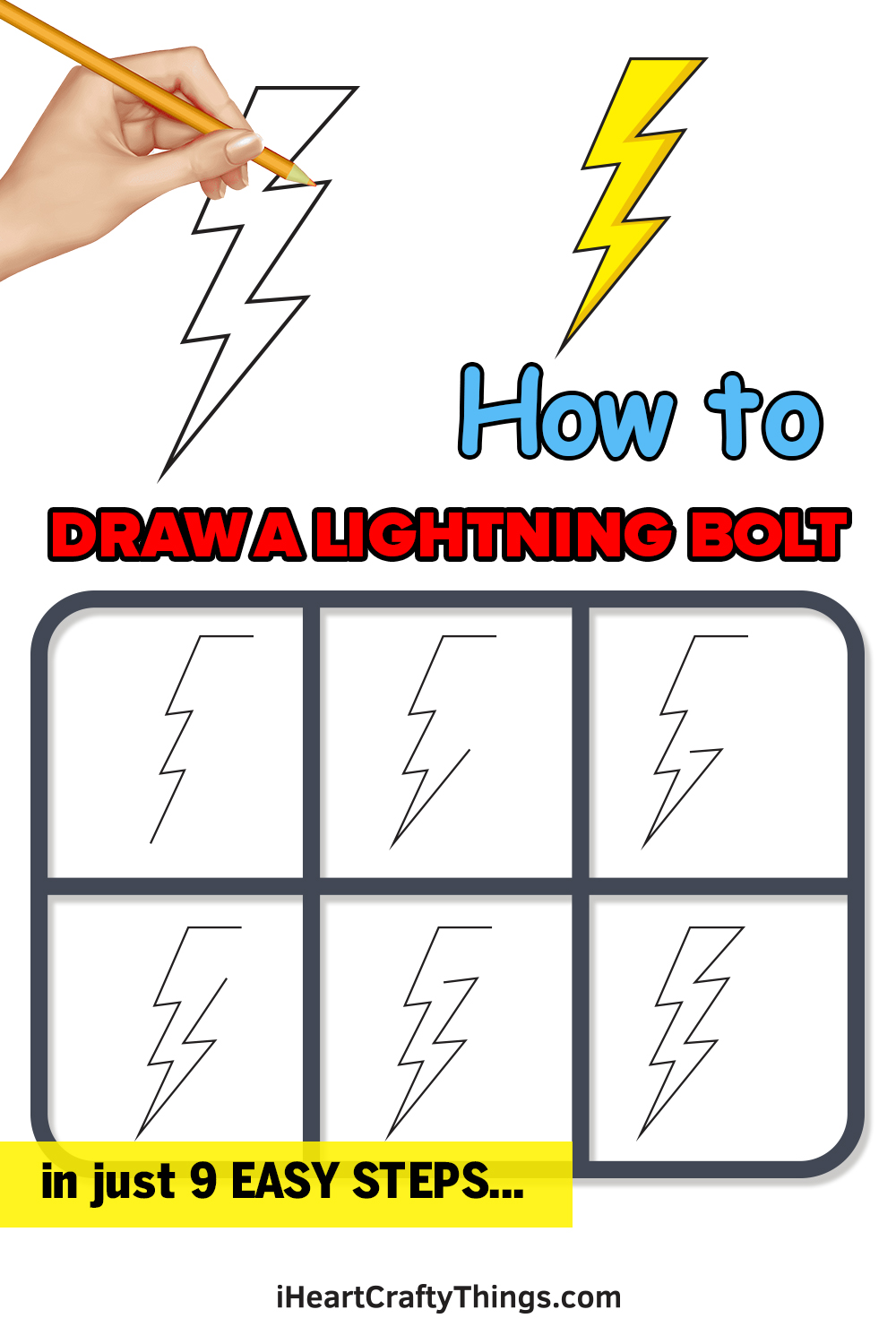 how to draw a lightning bolt in 9 easy steps