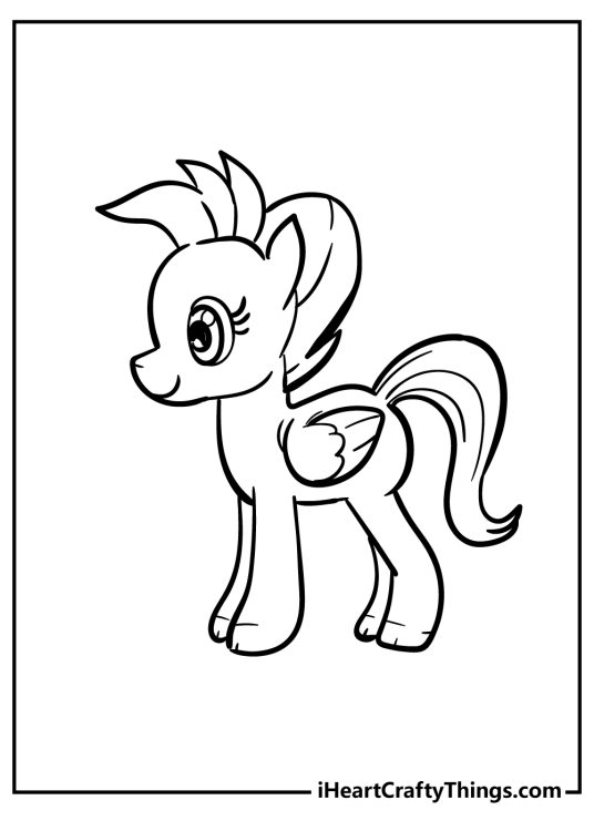 Free My Little Pony coloring printable for kids of a little pony looking calm and happy
