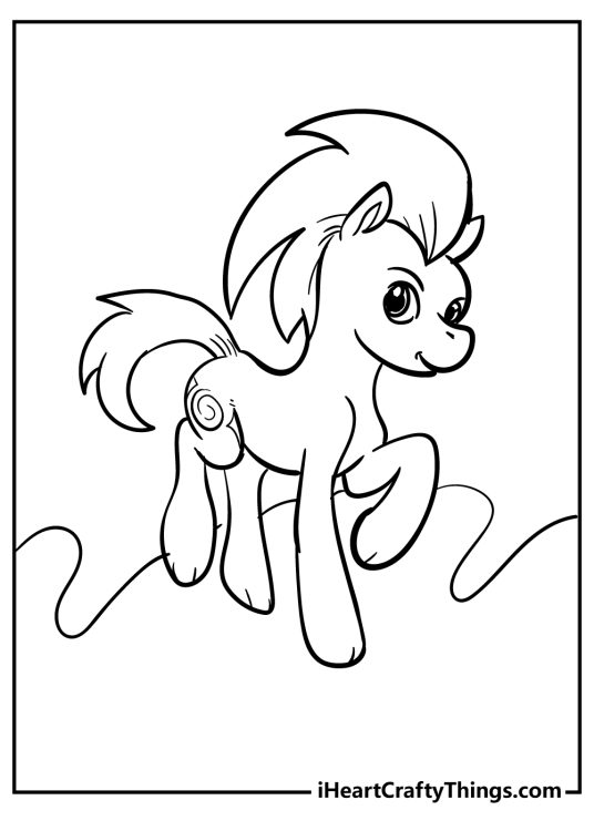 Free My Little Pony-themed coloring printable featuring pony with a rock star hairstyle