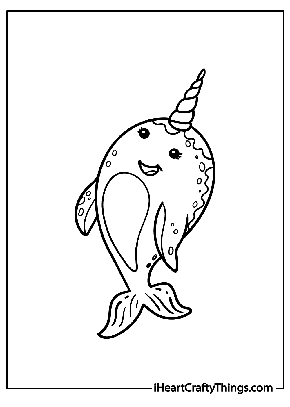 CUTE Mermaid Girl with Narwhal Coloring Page {FREE Printable!} – The Art Kit