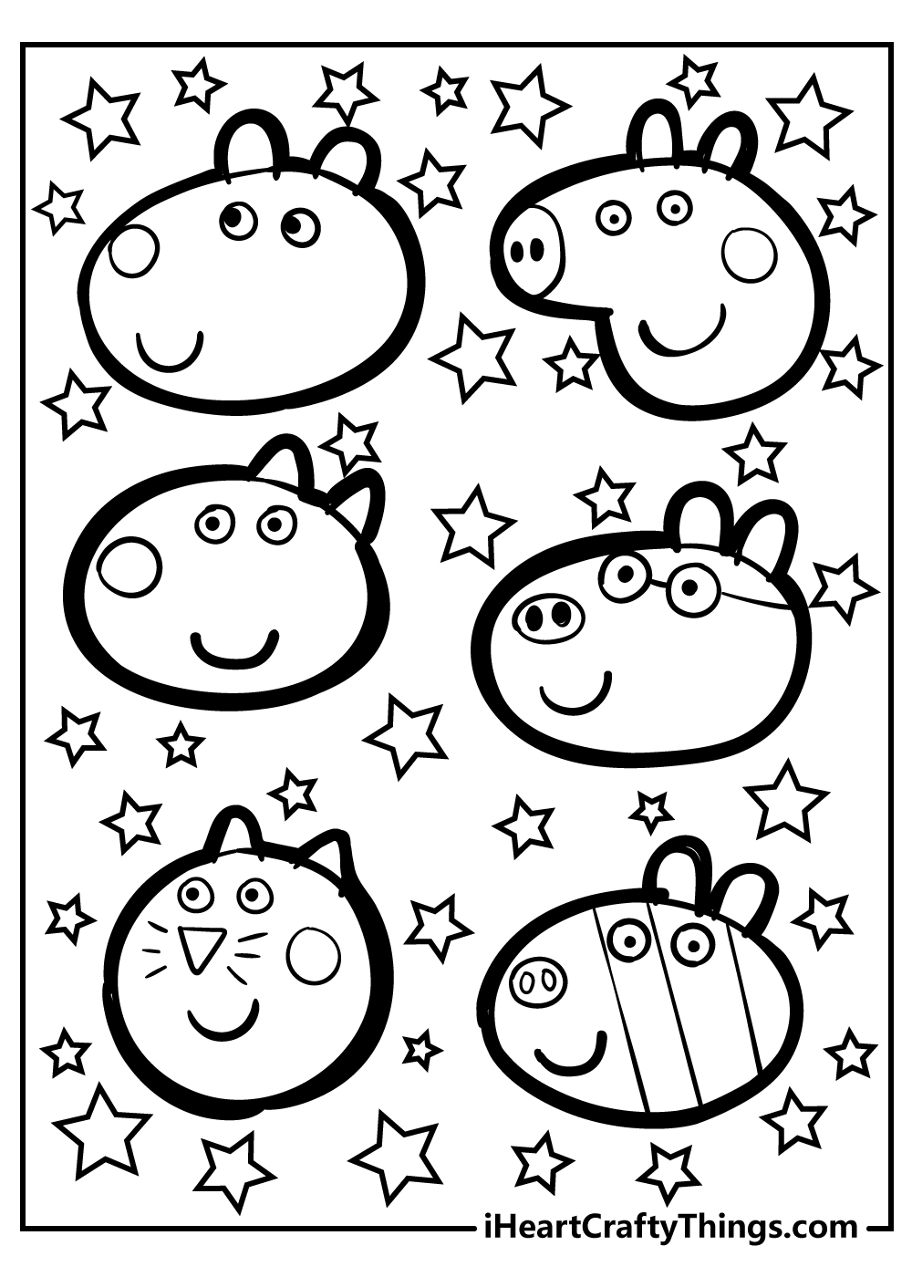 Drawings To Paint & Colour Peppa Pig - Print Design 010