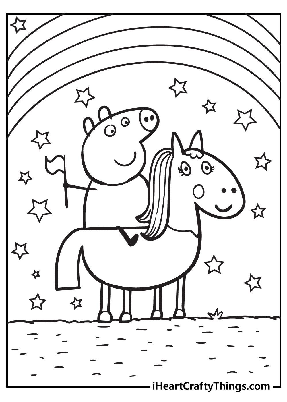 peppa pig coloring page easy