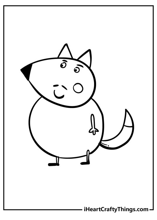 Peppa Pig-themd picture for kids featuring character Mr Fox with clear background behind him