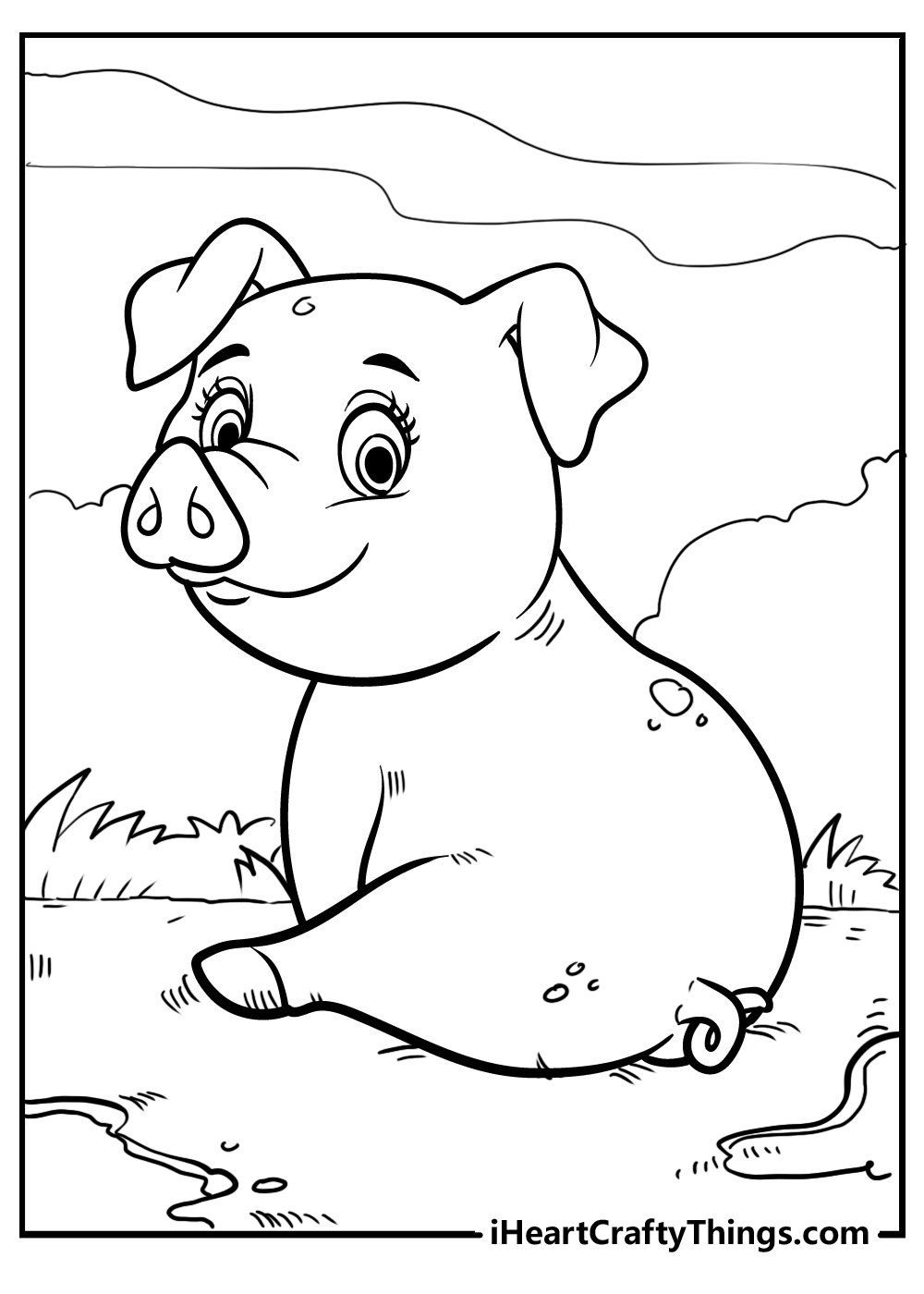 Cute Pig coloring page  Free Printable Coloring Pages