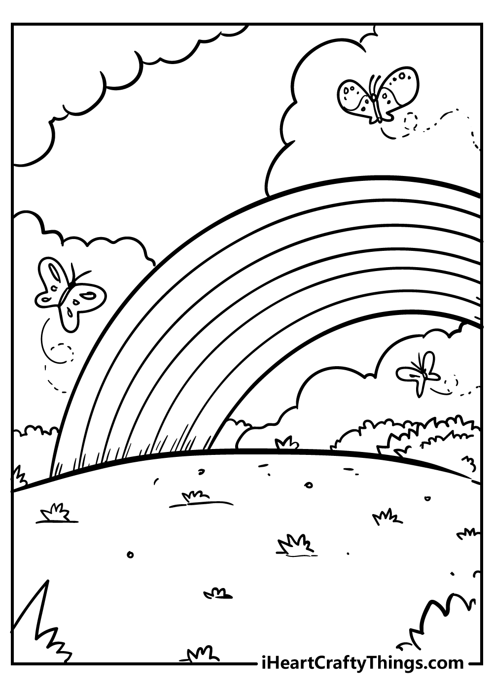 coloring pages of rainbows and hearts