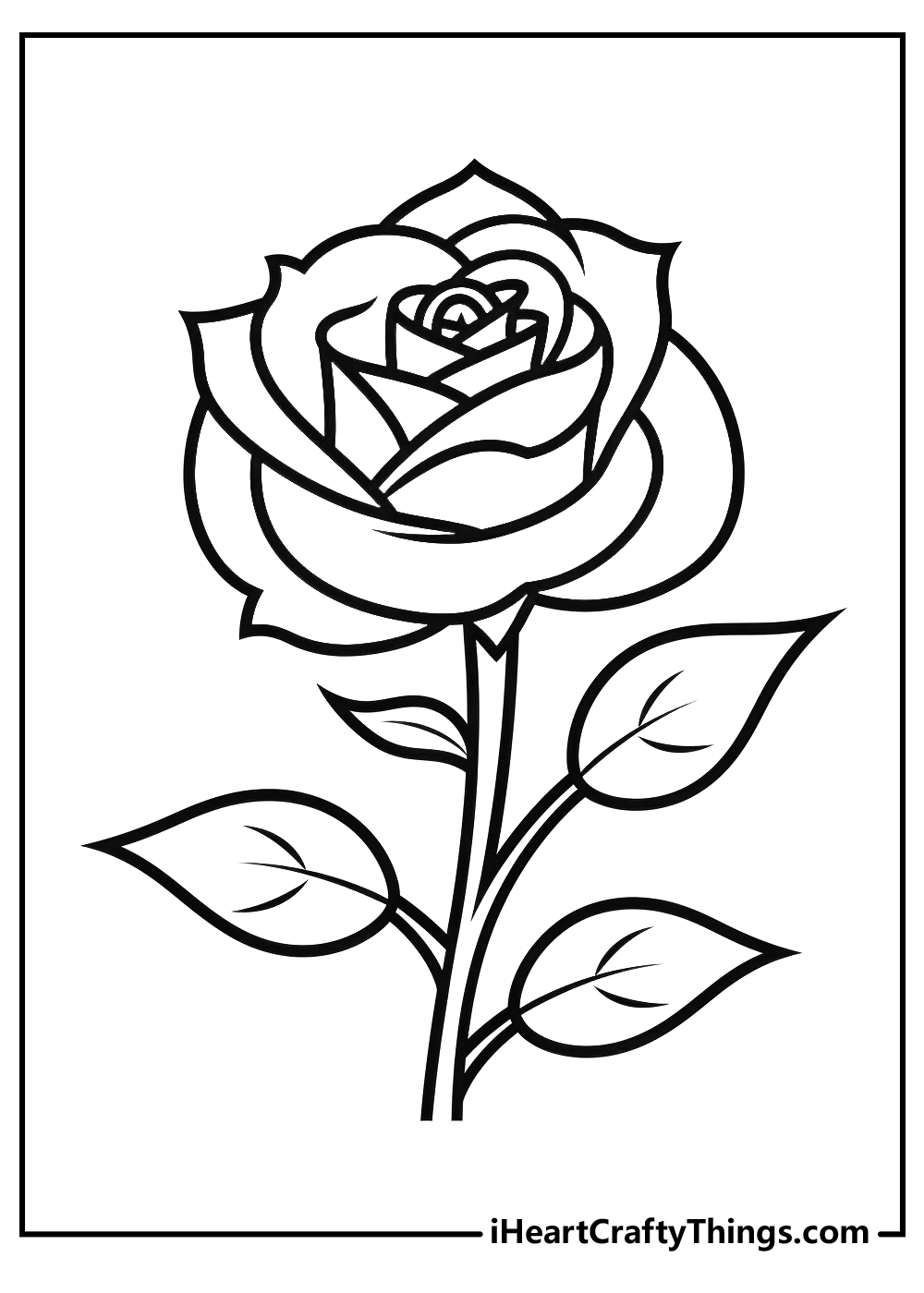 black-and-white rose coloring printable