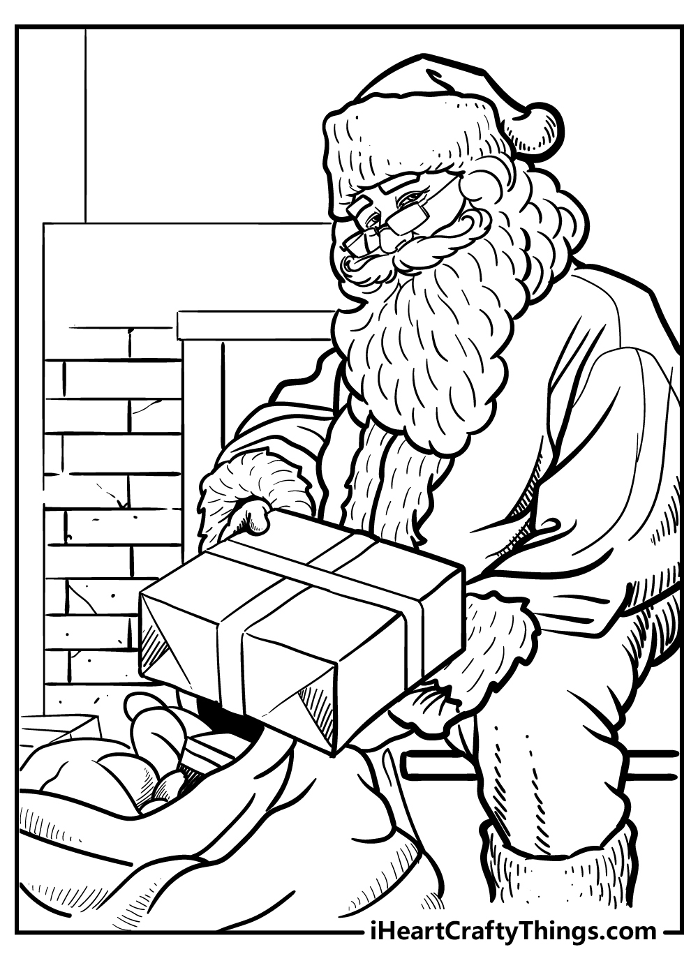 santa claus with presents coloring pages