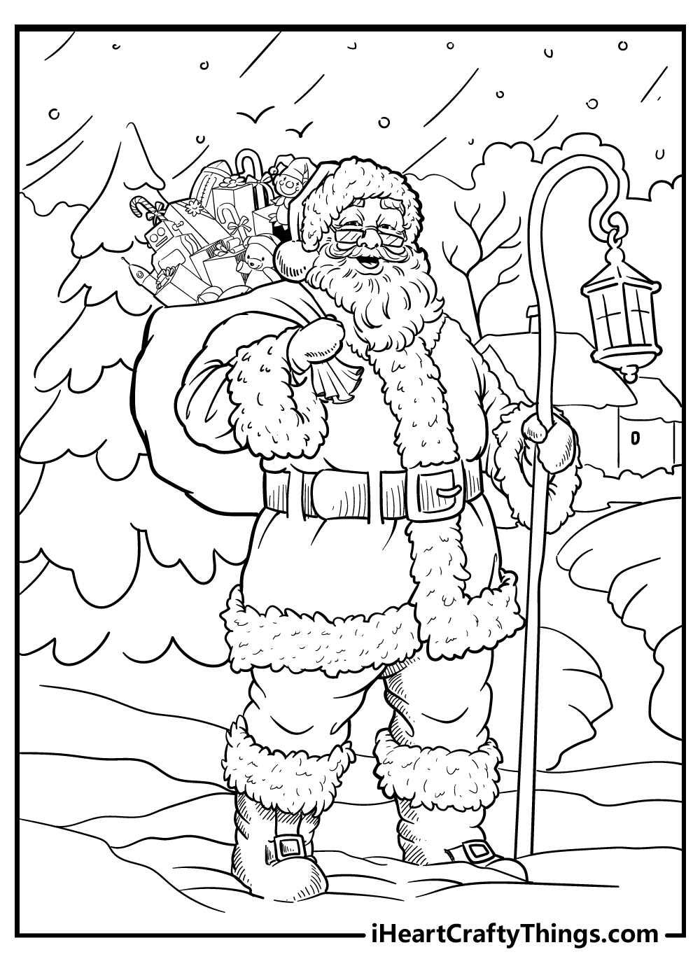 Instant Download Here Comes Santa Claus Digital Coloring Page