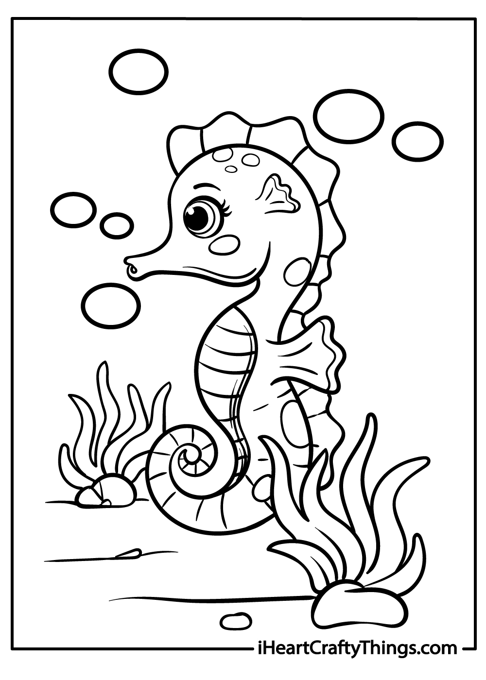 original seahorse coloring printable