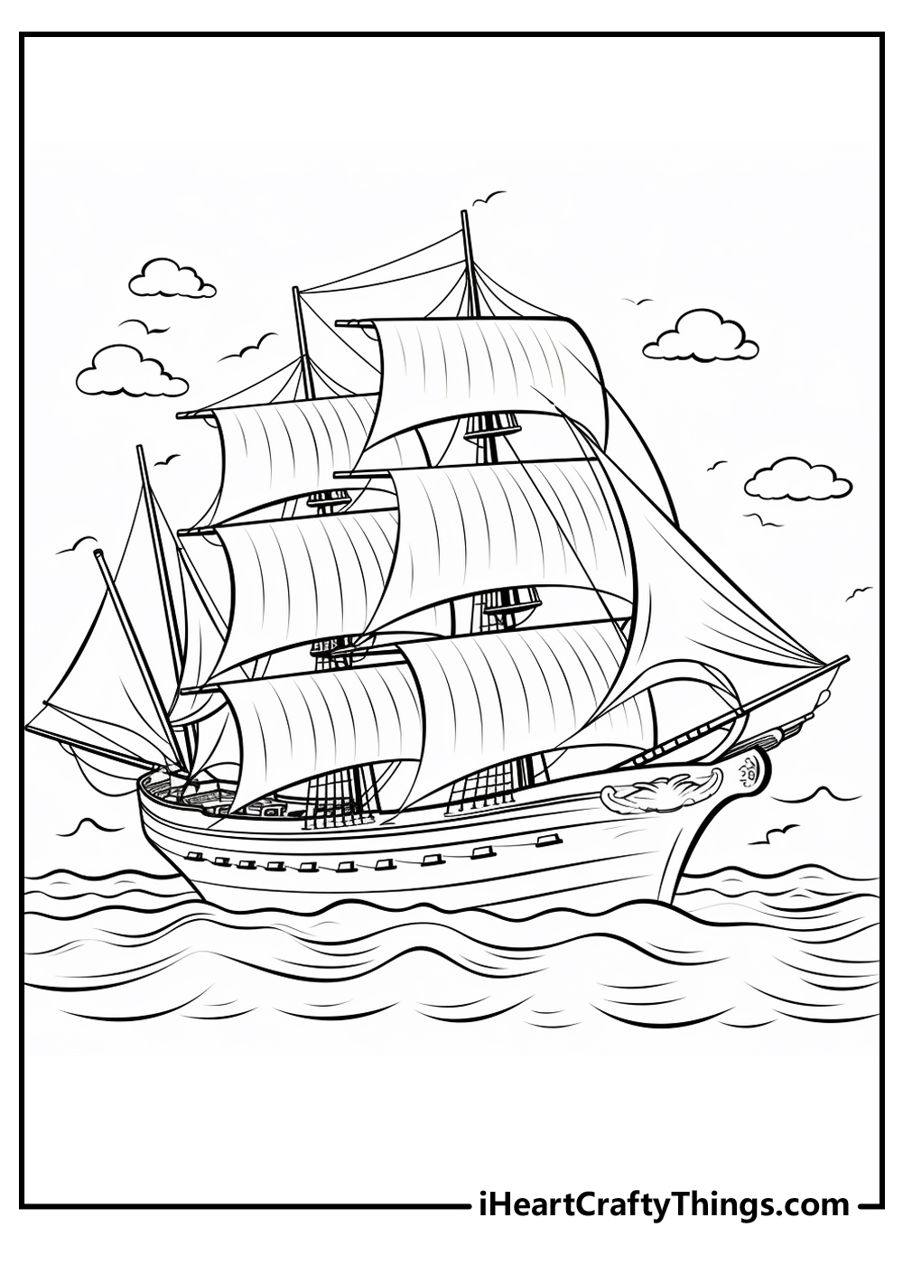 Original Ships and Boat Coloring Pages for Kids