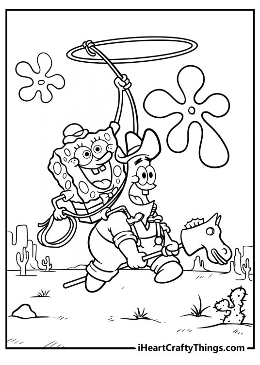 SpongeBob and Patrick Playing Cowboys
