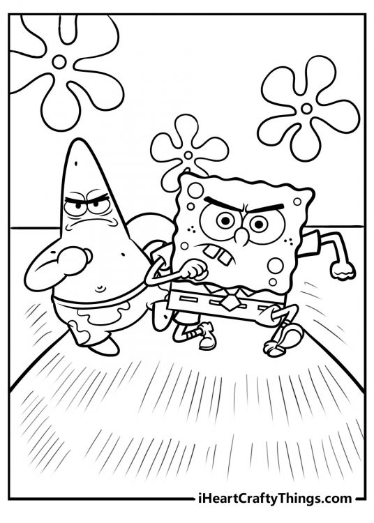 SpongeBob Racing Patrick on Track