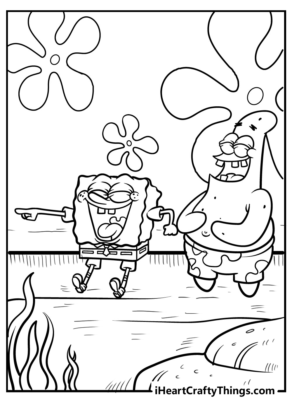 Spongebob And Patrick Jellyfishing Coloring Pages