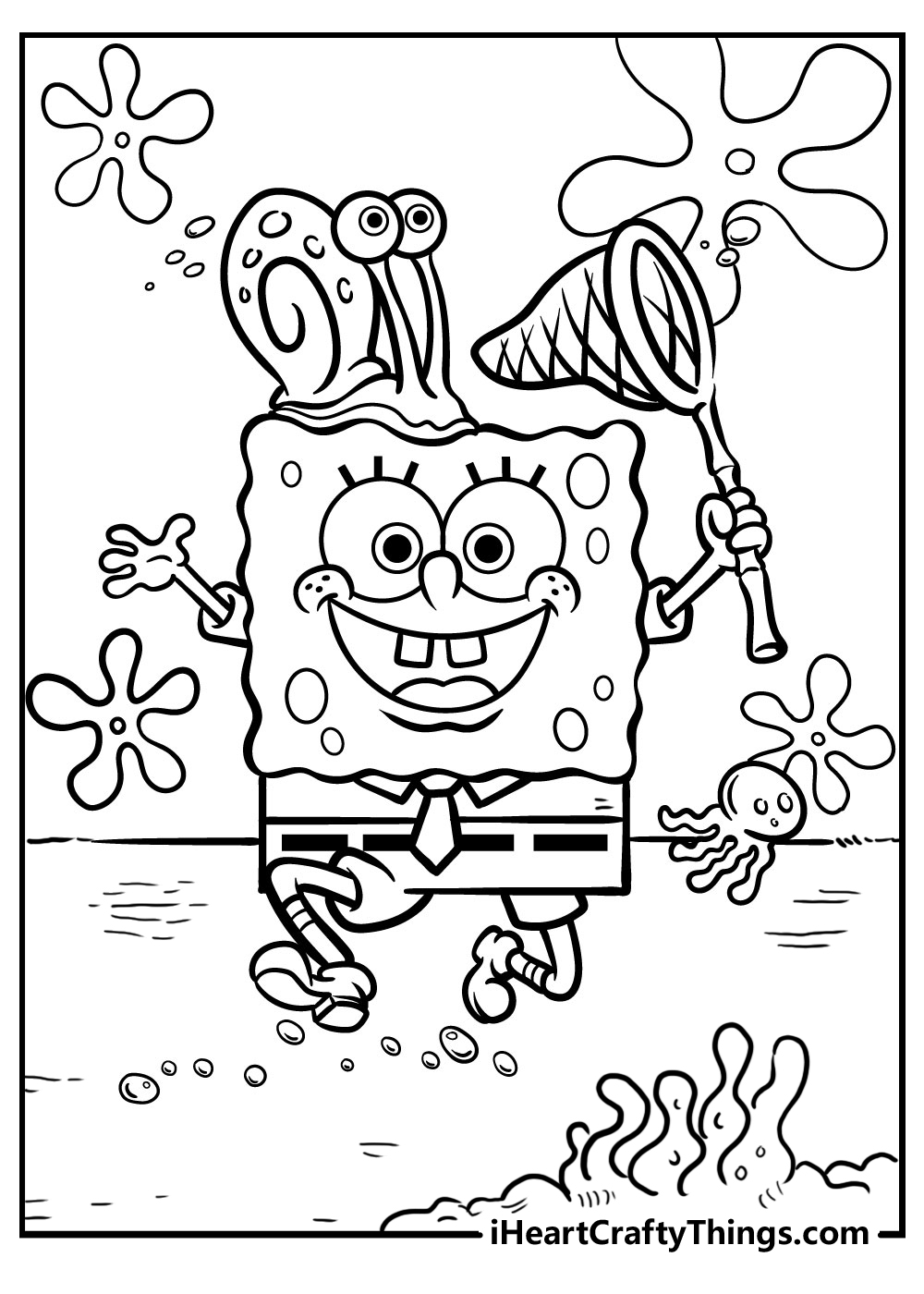 spongebob gary coloring page