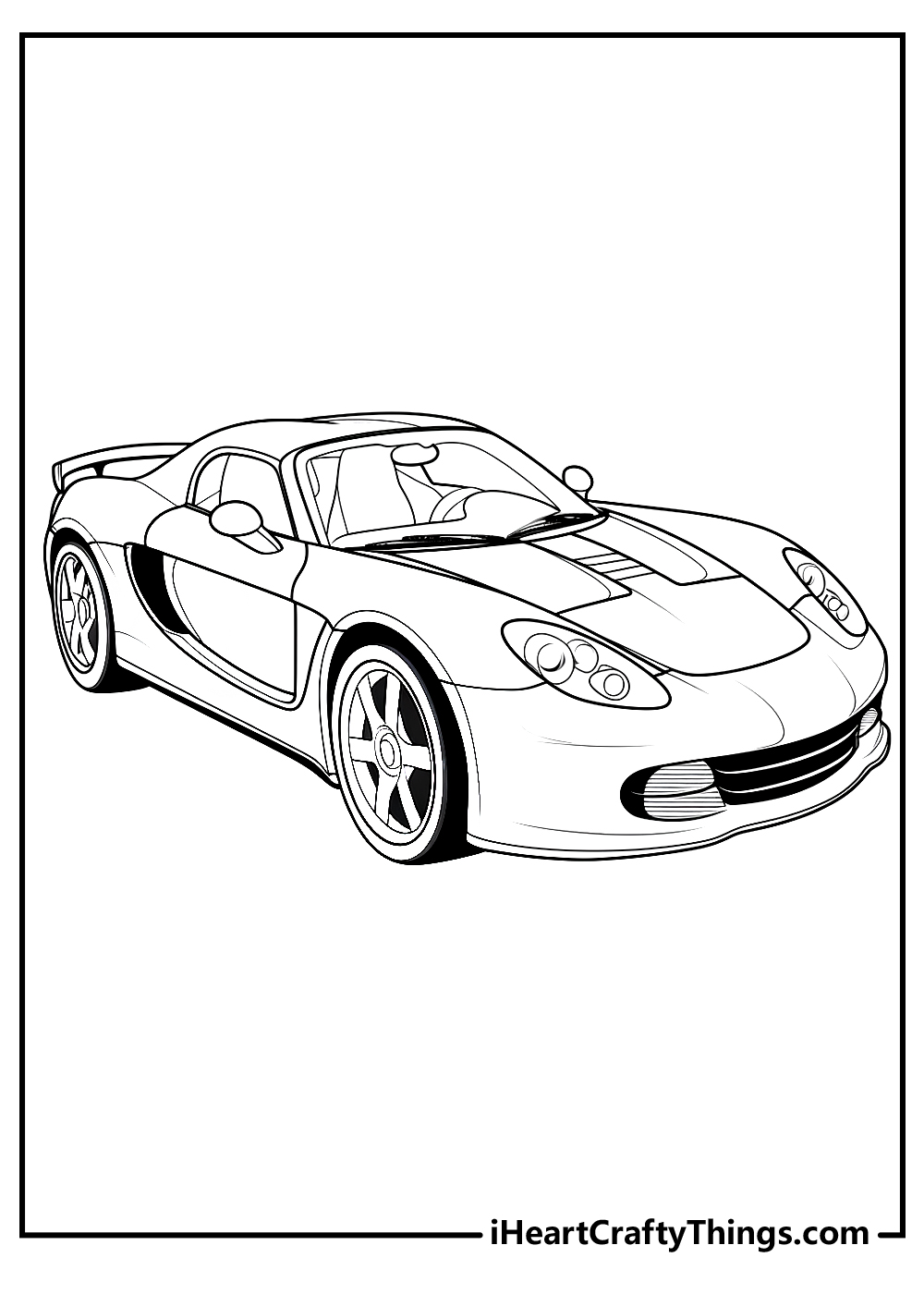 black-and-white sports car coloring pages