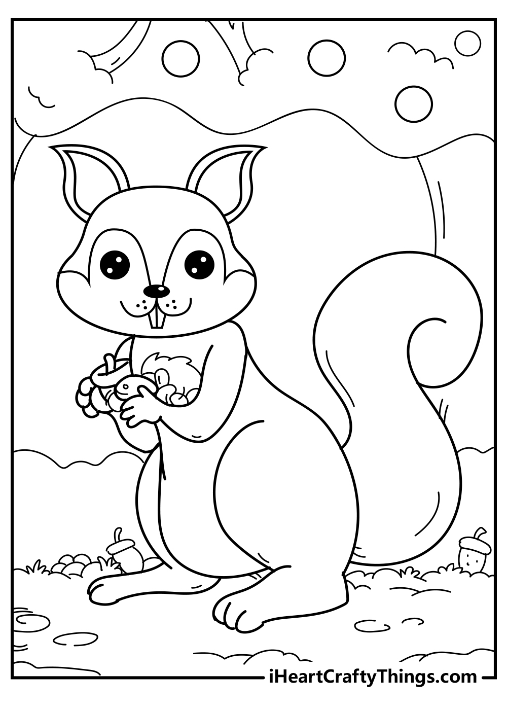 black-and-white squirrel coloring pages for kids