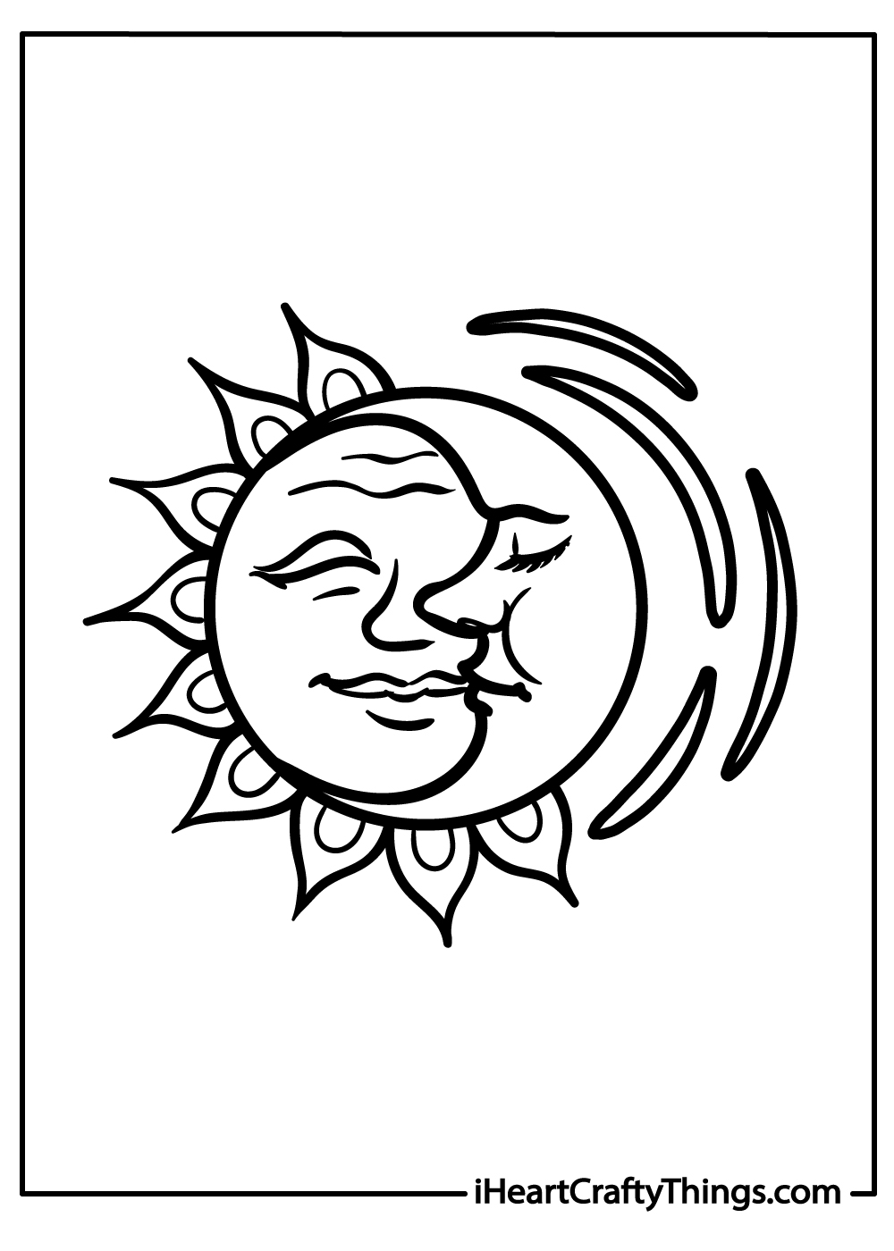 sun and moon black-and-white coloring pages