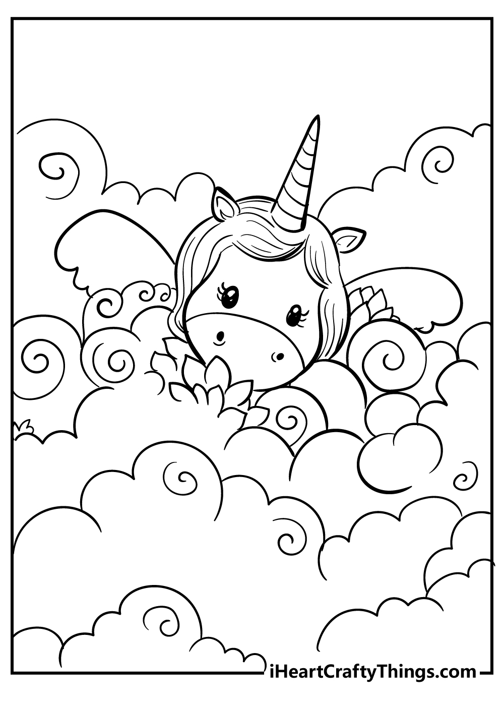 Easy Unicorn Coloring Page