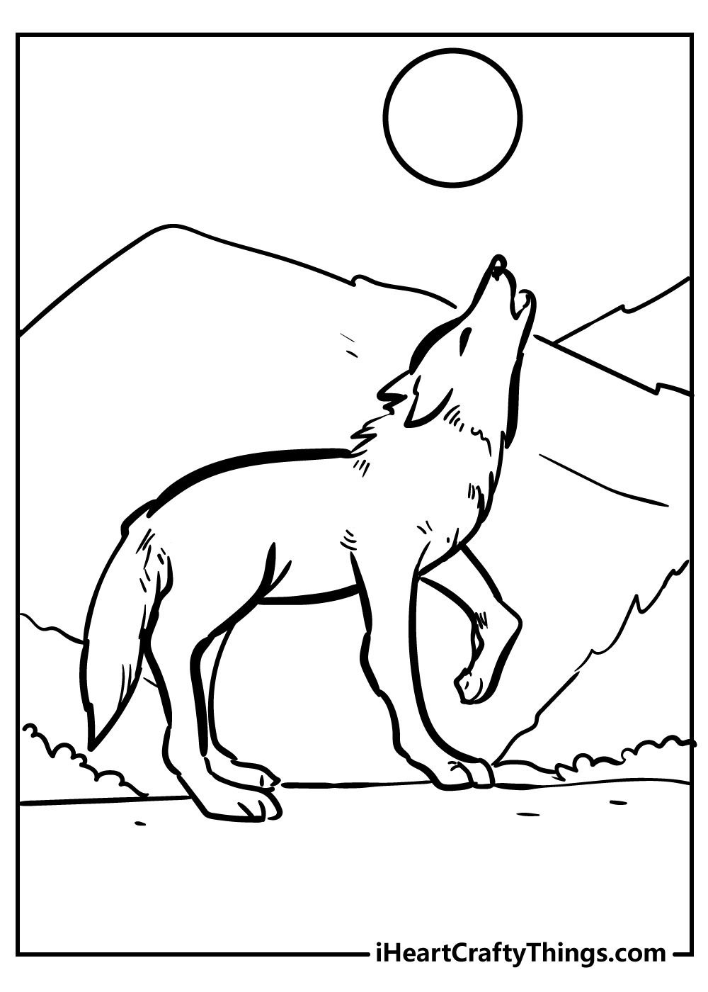 coloring pages of wolves howling