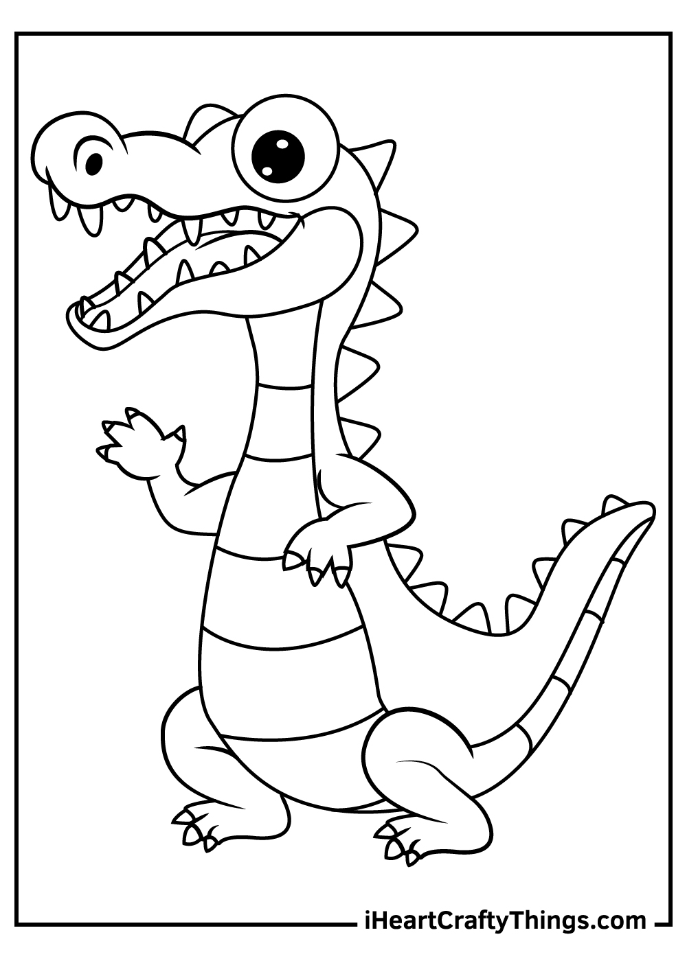 cute alligator black and white free printable pdf