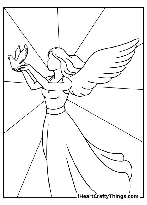 angel wings coloring page Free printable angel coloring pages for kids