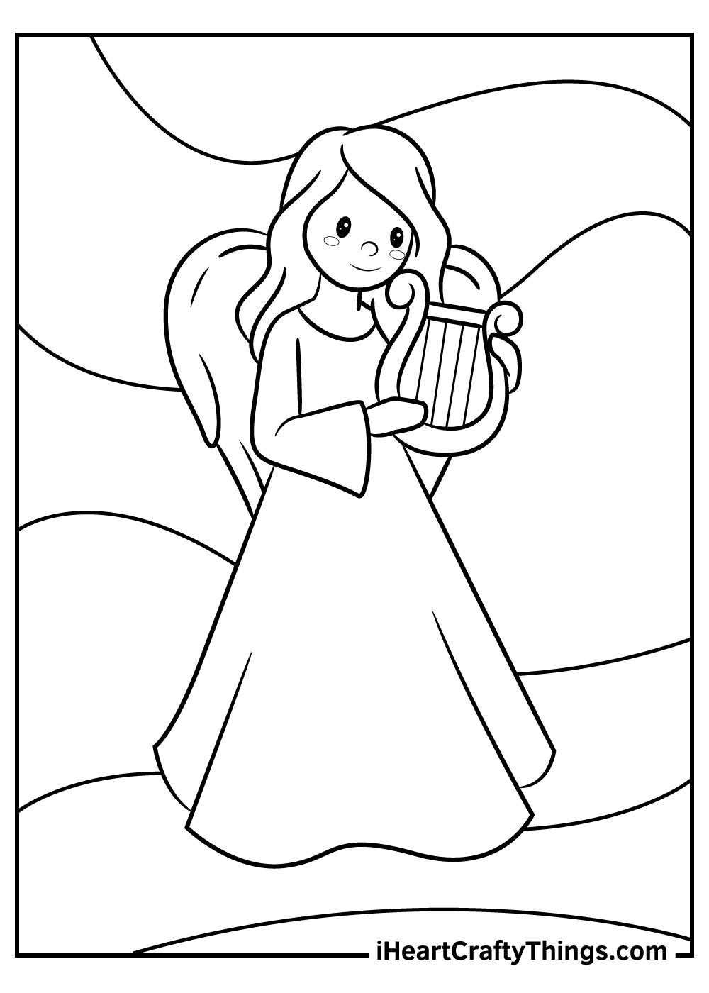 Portrait of a Girl Angel Decorated Floral Elements. PDF -   Animal  coloring pages, Angel coloring pages, Coloring book art