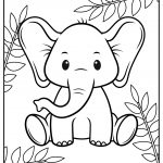 cute baby elephant free coloring pages