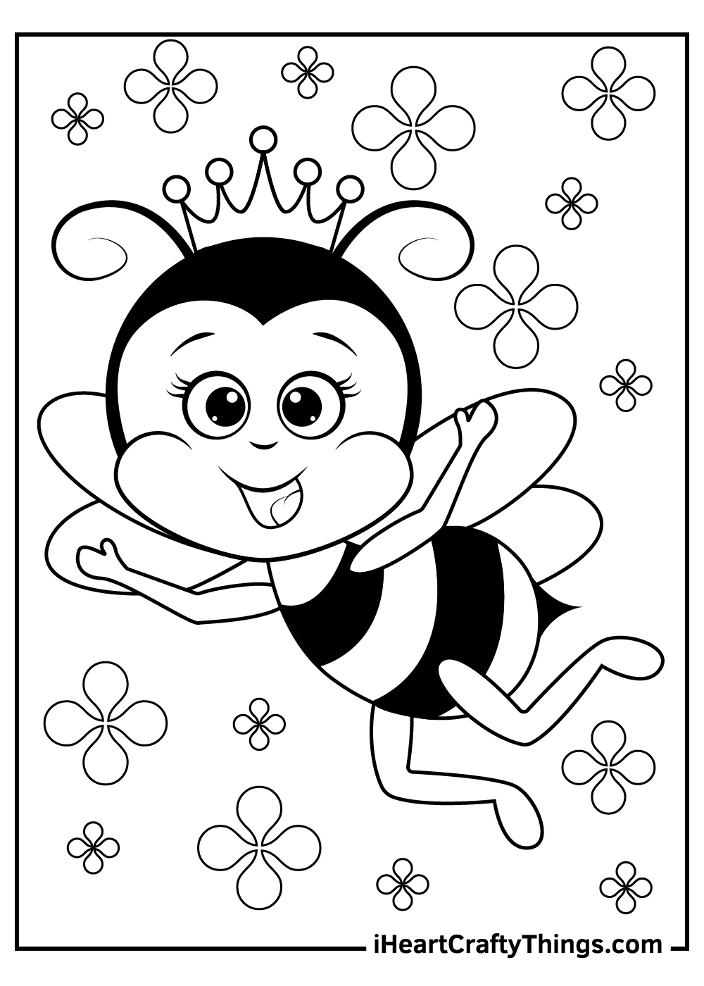 bee and flower coloring pages