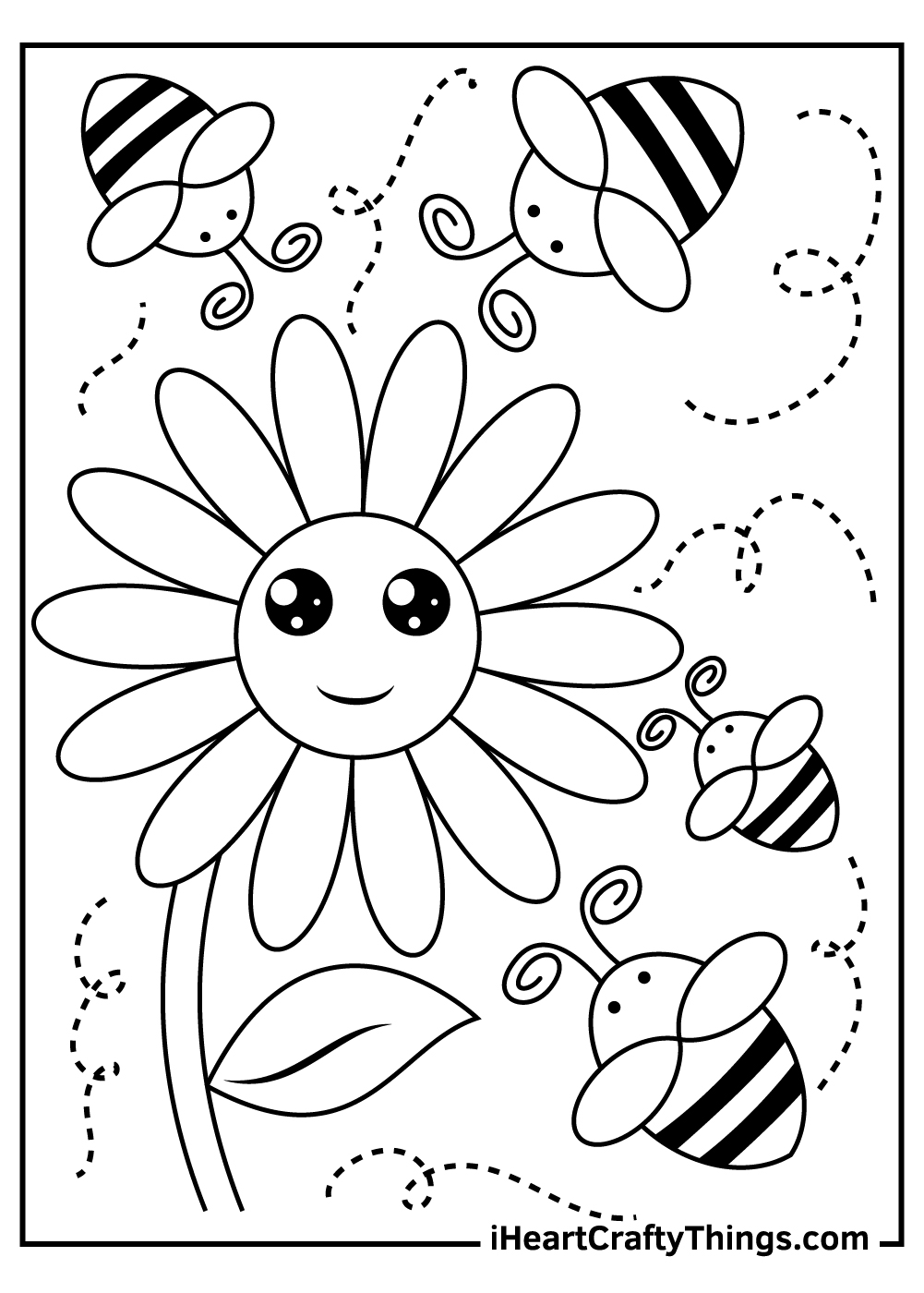 bee and flower coloring page