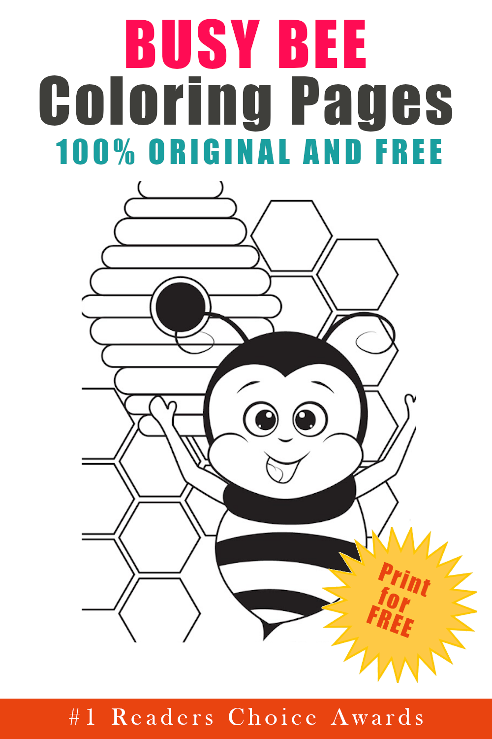 original and free busy bee coloring pages