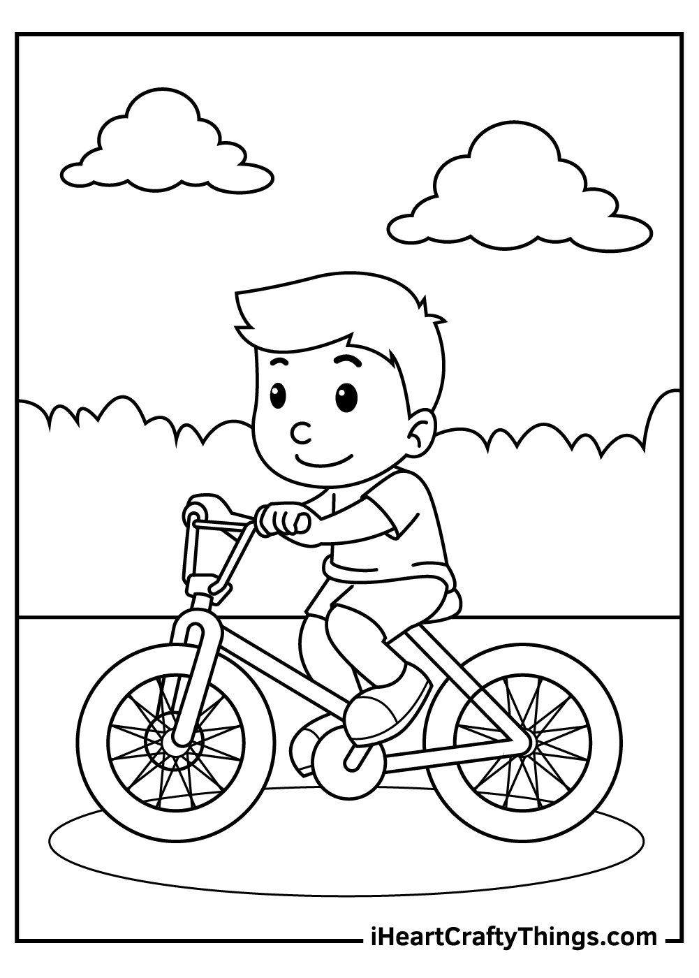 Girl With A Bike Coloring Page Bike Riding Coloring Page Printable ...