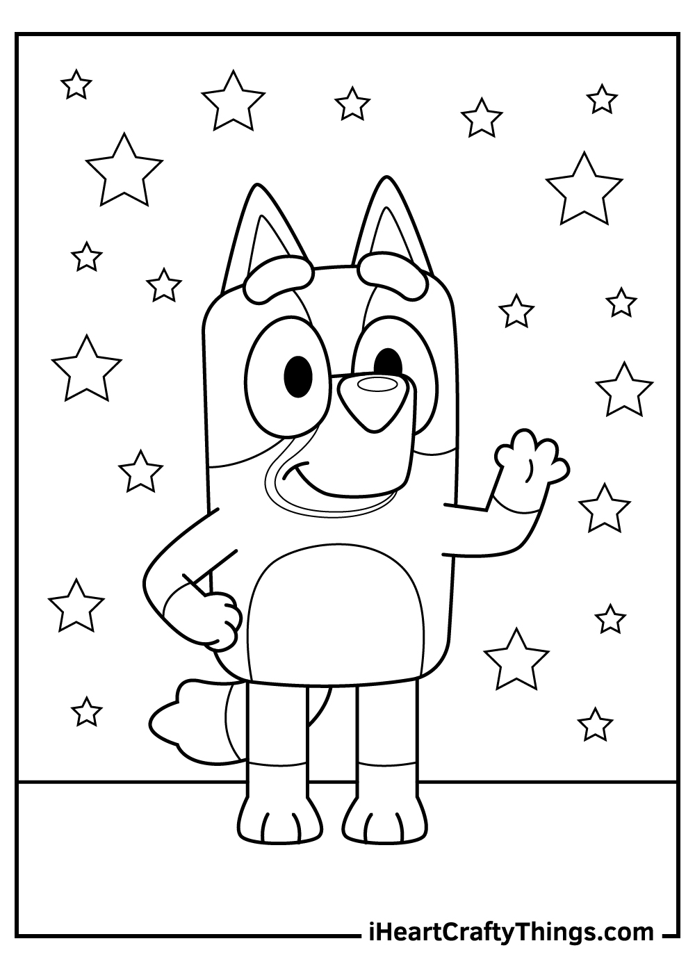 bluey and stars coloring page