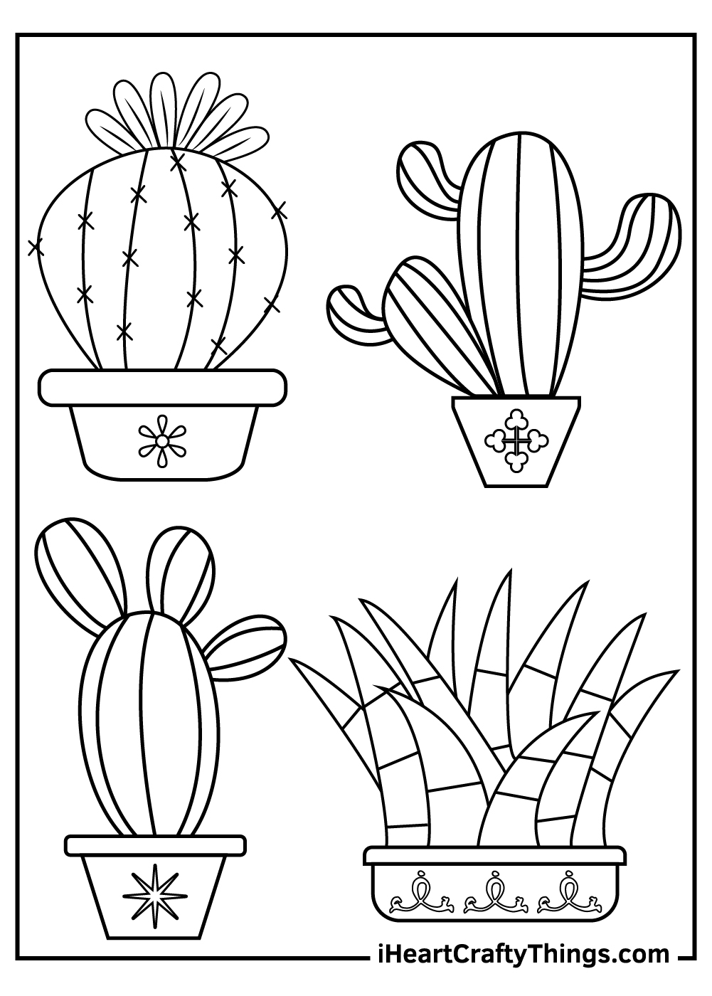 Free Printable Coloring Page Cactus Freinds - ElizabethilMercer