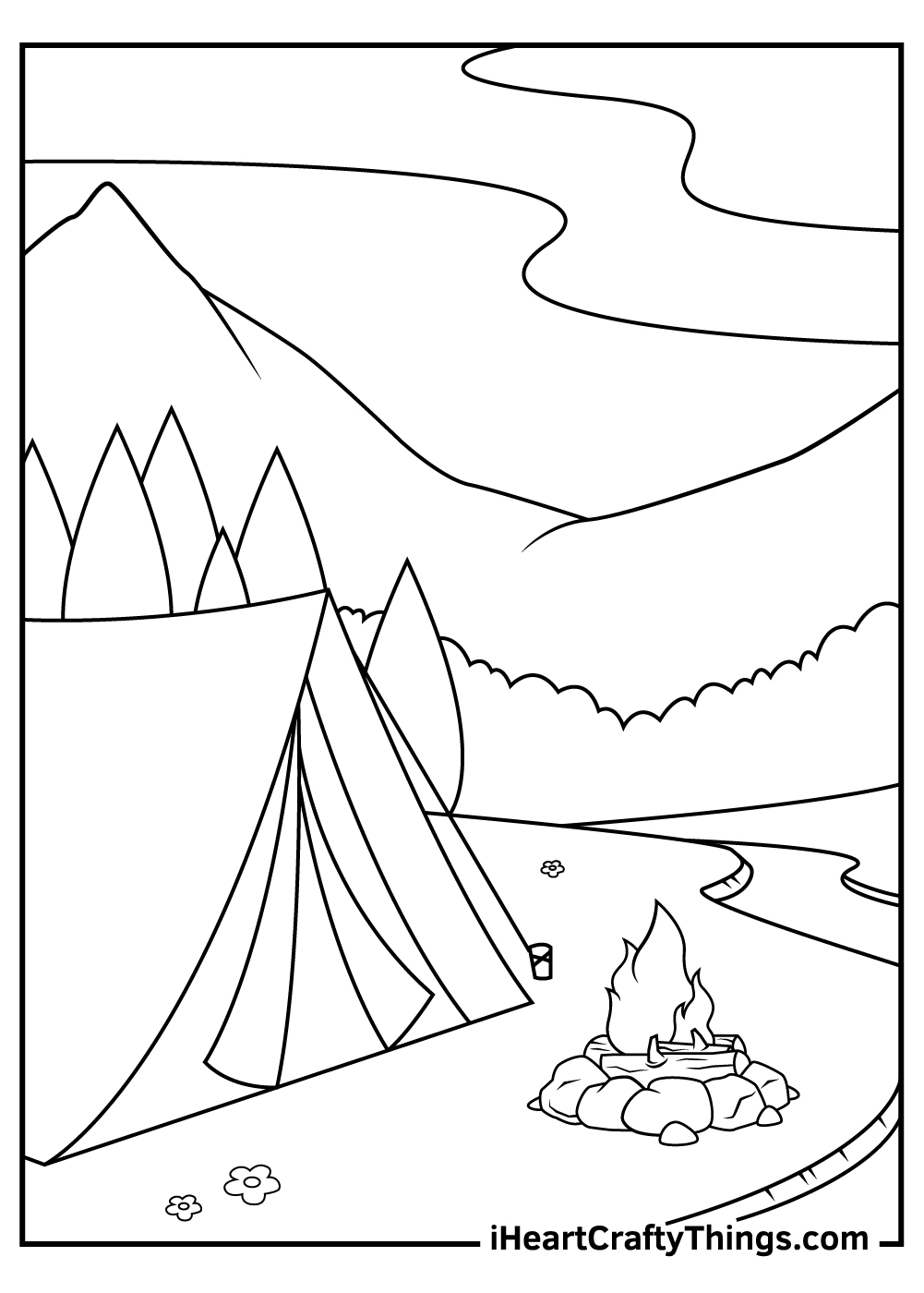 Camping Coloring Sheets: Over 50 Pages of Outdoor Tent & Camping  Illustrations. Coloring & Word Searches. Camping Activities for Teens, Kids  & Adults