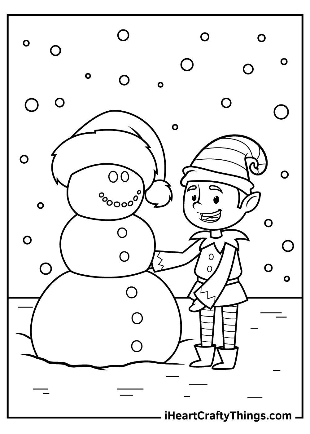 cute christmas elves coloring pages
