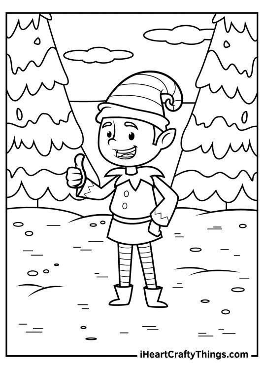 Christmas Elves coloring pages