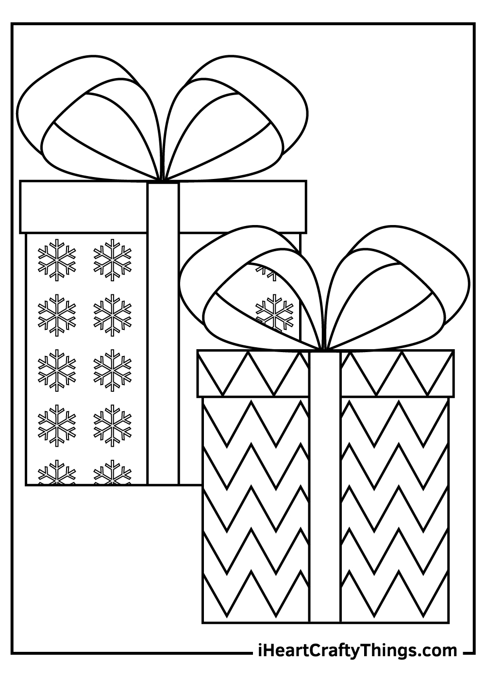 black and white christmas presents coloring pages 