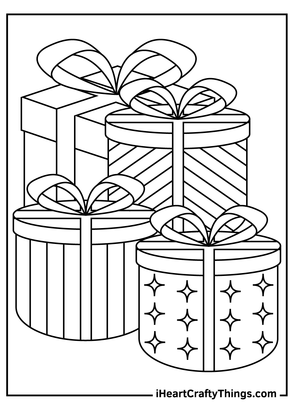 four christmas presents coloring pages free download