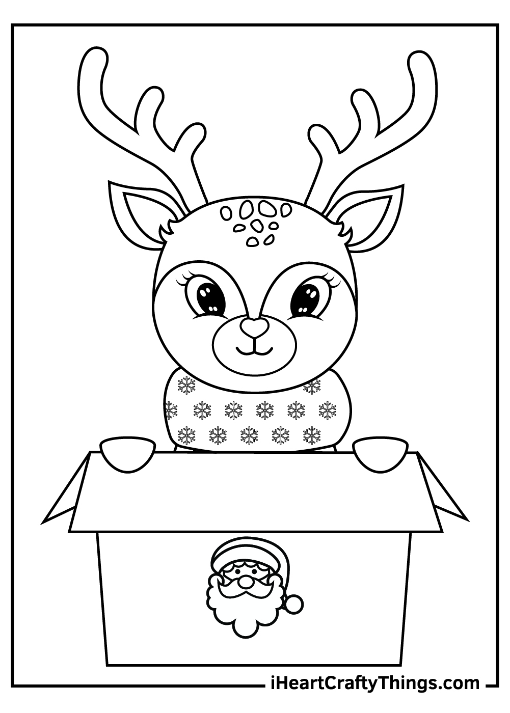 santa and reindeer flying coloring pages