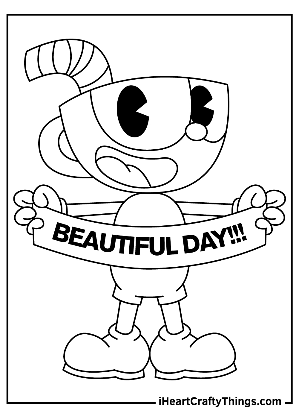 easy cuphead coloring pages for kids free download