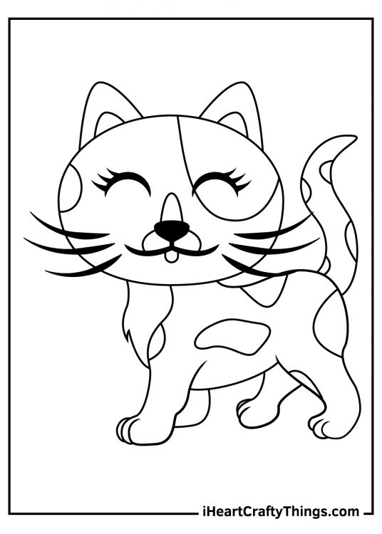 Image for pre-schoolers of a kitten with unique patterns in its coat and tail standing upright