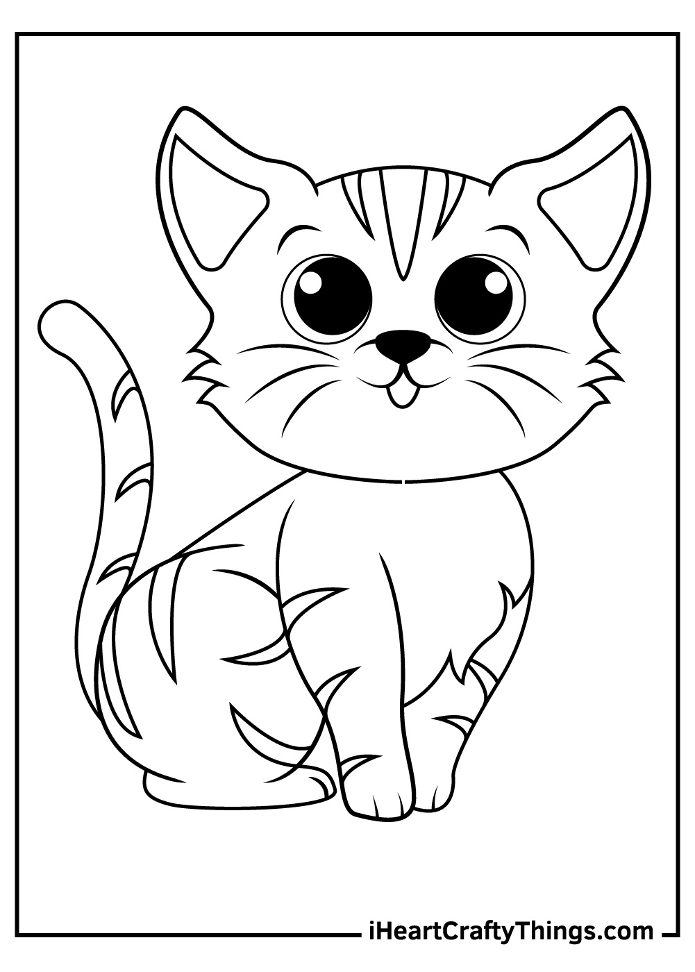 black and white cute kitten coloring sheet free printable